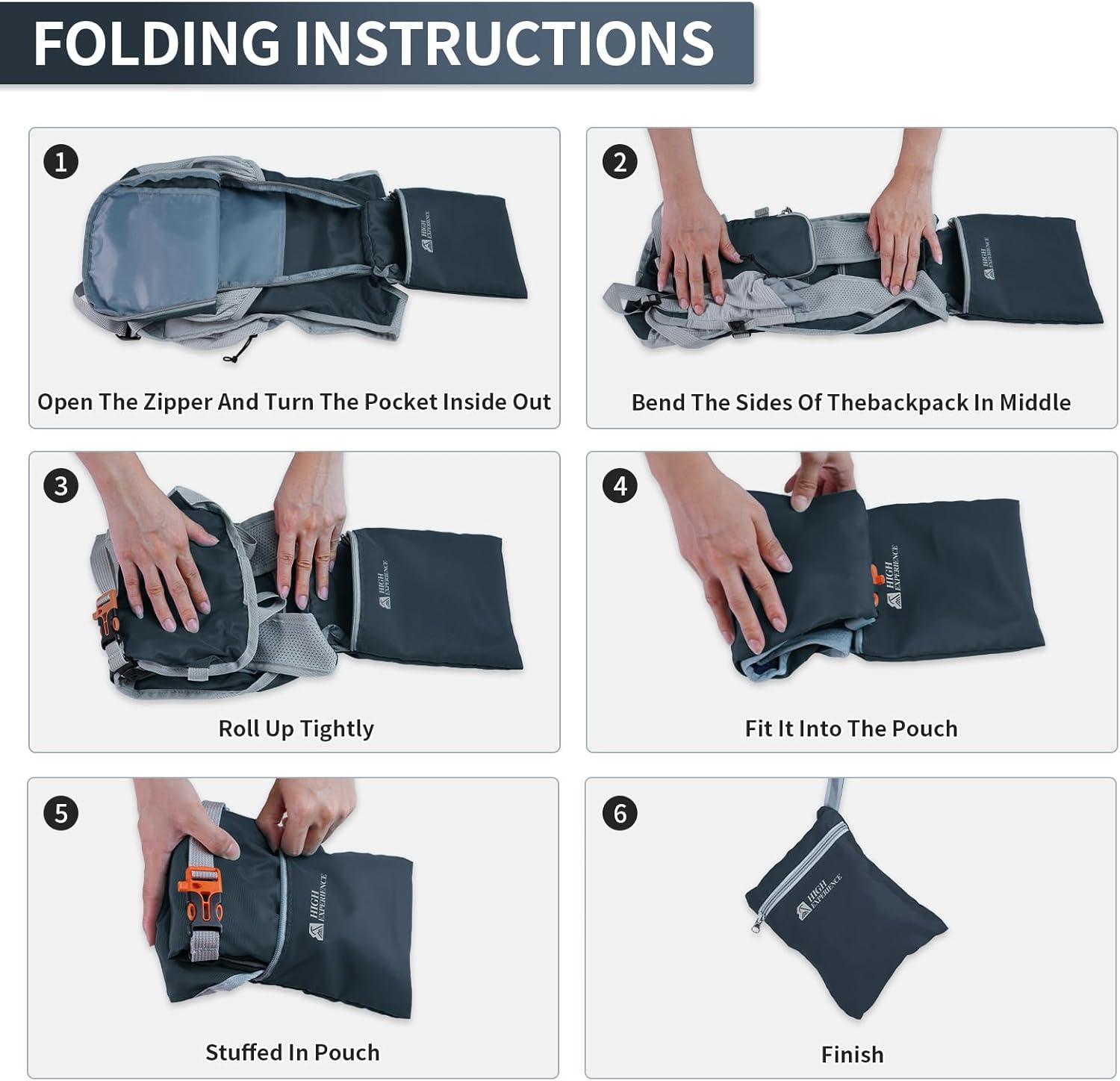 imageHiking Backpack 10L15L Small Daypack Lightweight Packable Travel Foldable Water Resistan for Women Men Black 10LGray