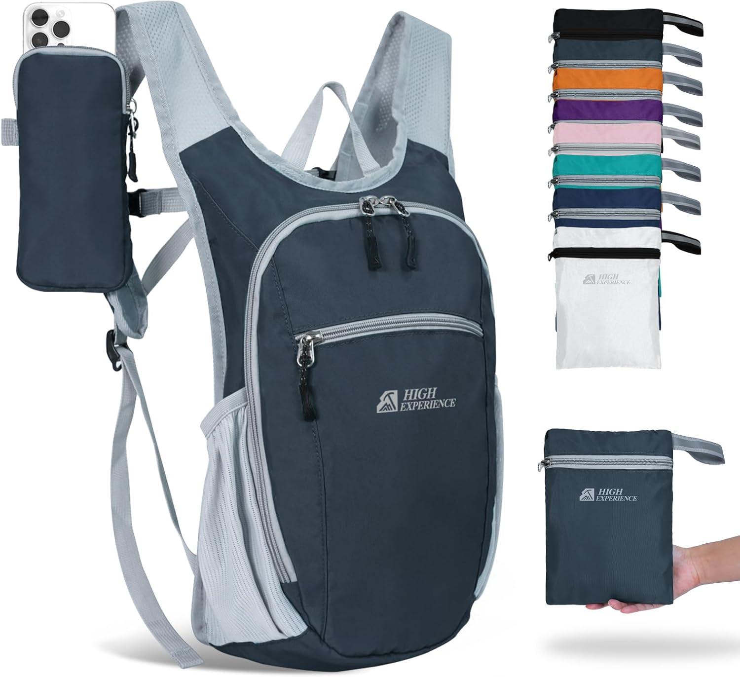 imageHiking Backpack 10L15L Small Daypack Lightweight Packable Travel Foldable Water Resistan for Women Men Black 10LGray