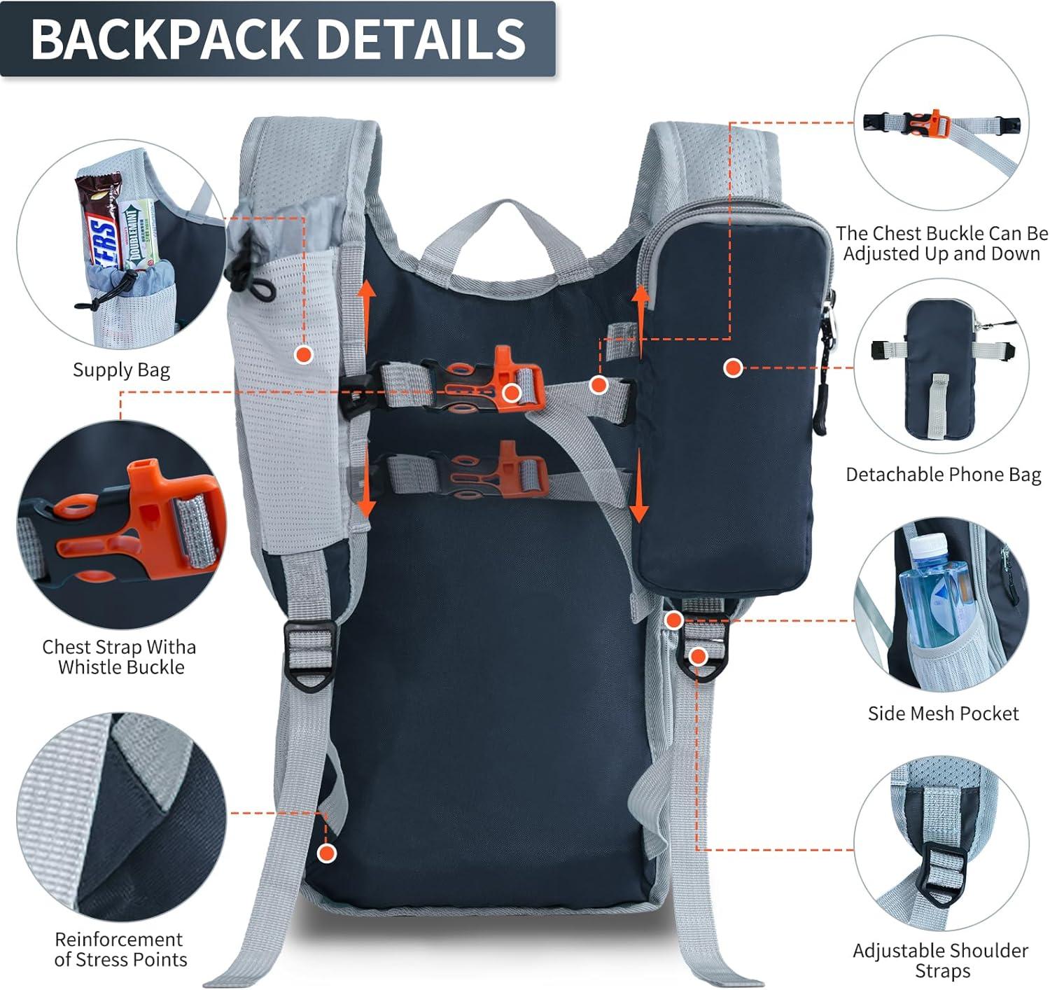 imageHiking Backpack 10L15L Small Daypack Lightweight Packable Travel Foldable Water Resistan for Women Men Black 10LGray