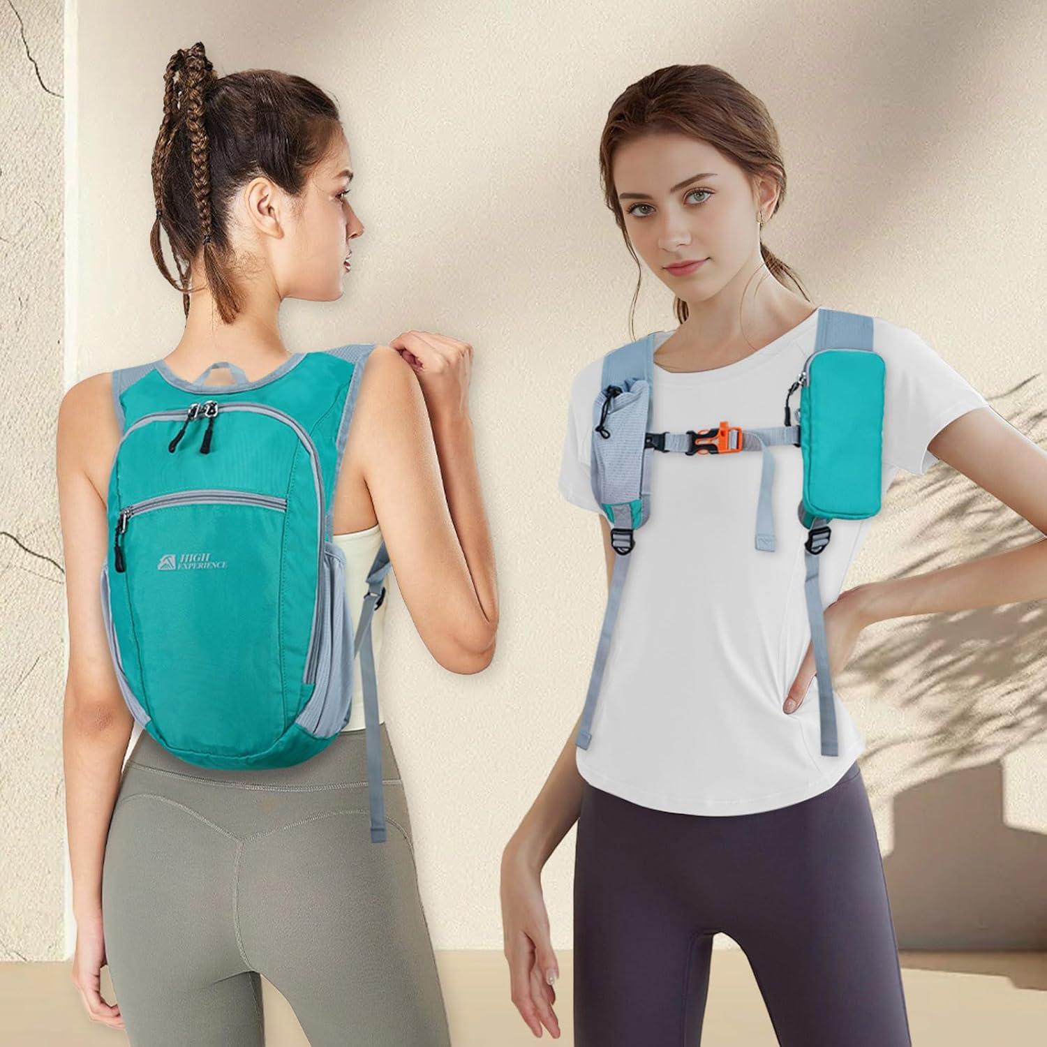 imageHiking Backpack 10L15L Small Daypack Lightweight Packable Travel Foldable Water Resistan for Women Men Black 10LLake Green