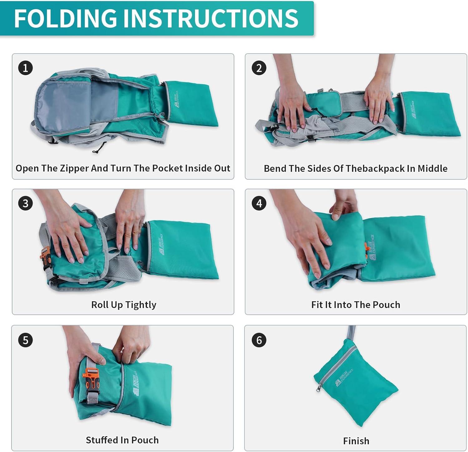 imageHiking Backpack 10L15L Small Daypack Lightweight Packable Travel Foldable Water Resistan for Women Men Black 10LLake Green