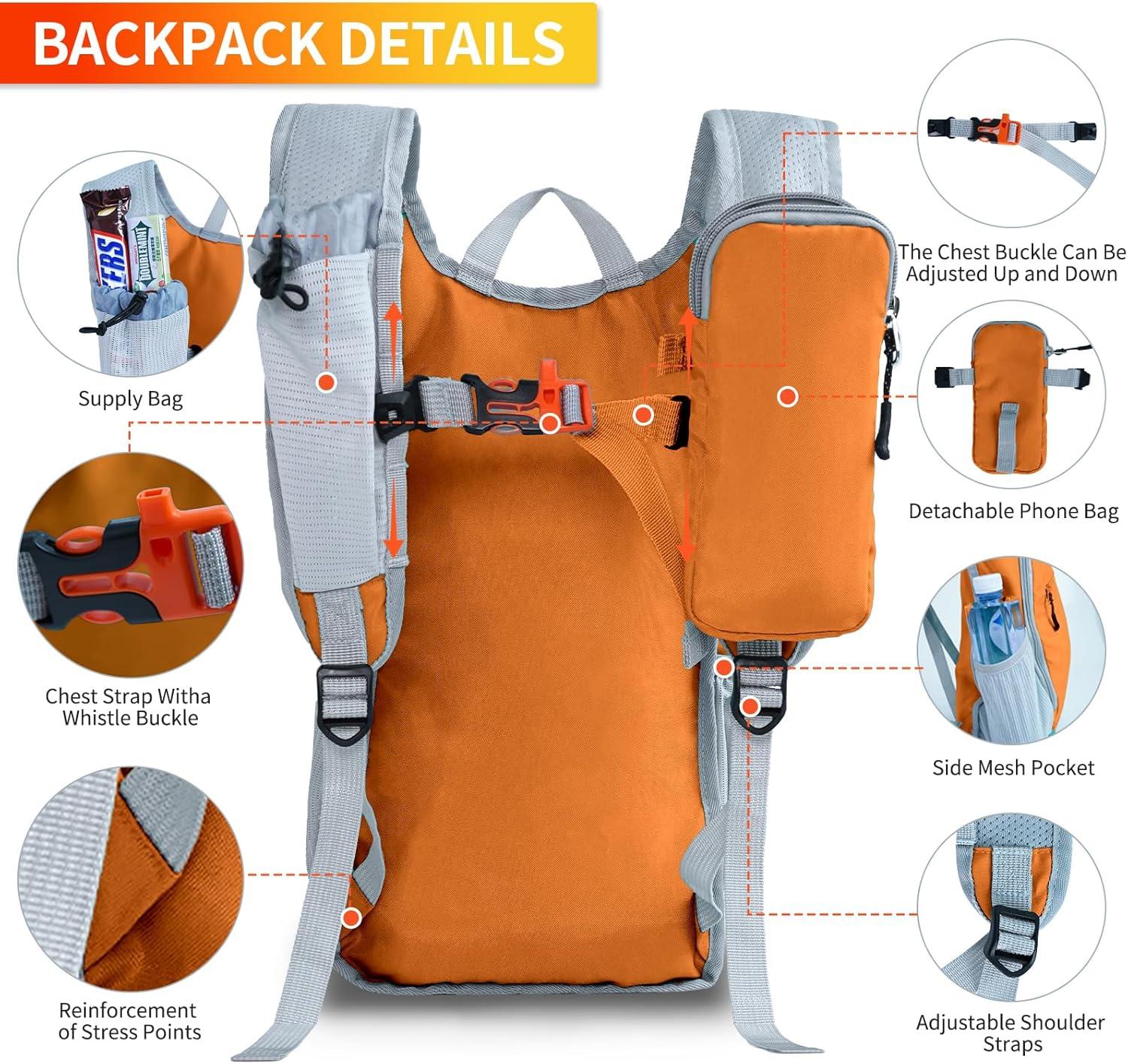 imageHiking Backpack 10L15L Small Daypack Lightweight Packable Travel Foldable Water Resistan for Women Men Black 10LOrange