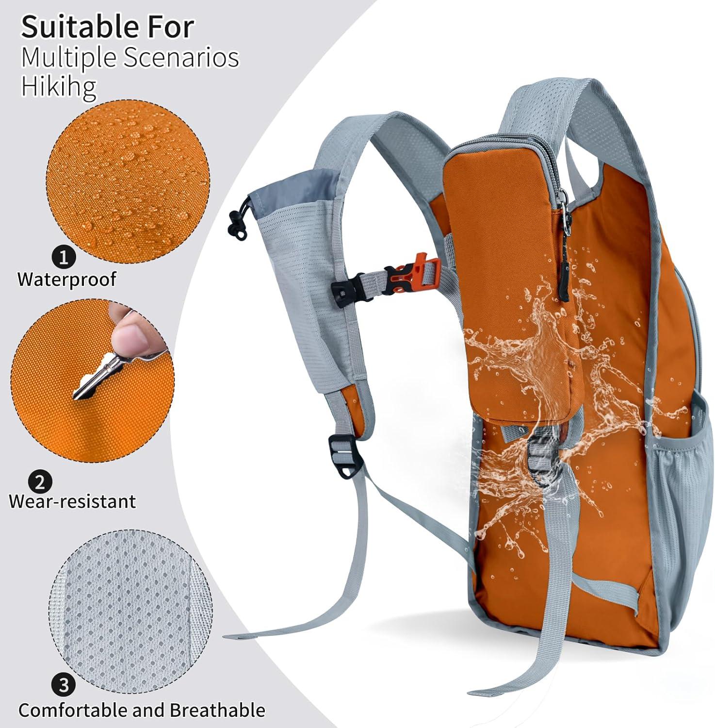 imageHiking Backpack 10L15L Small Daypack Lightweight Packable Travel Foldable Water Resistan for Women Men Black 10LOrange