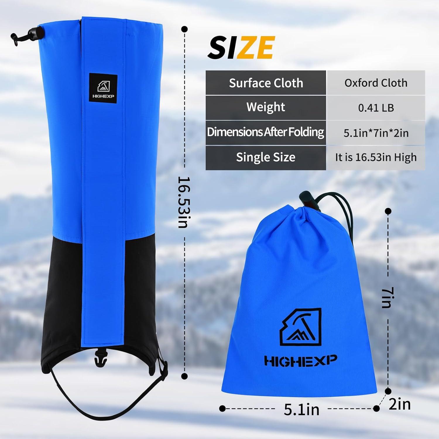 imageLeg Gaiters 100 Waterproof Adjustable Shoe Snow Boot Guard Gators for Hiking Shoe Cover Hunting Snowshoeing Climbing Walking for Women MenBlue