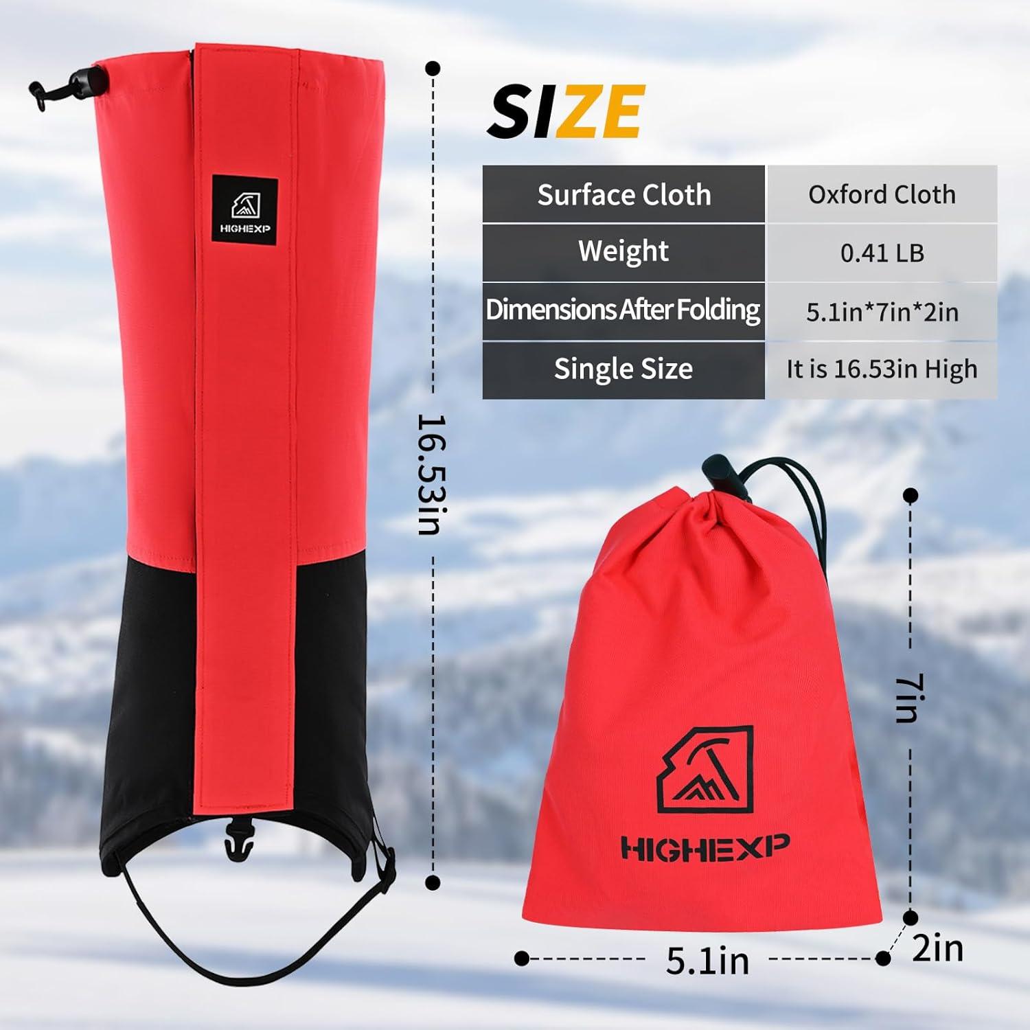 imageLeg Gaiters 100 Waterproof Adjustable Shoe Snow Boot Guard Gators for Hiking Shoe Cover Hunting Snowshoeing Climbing Walking for Women MenPink