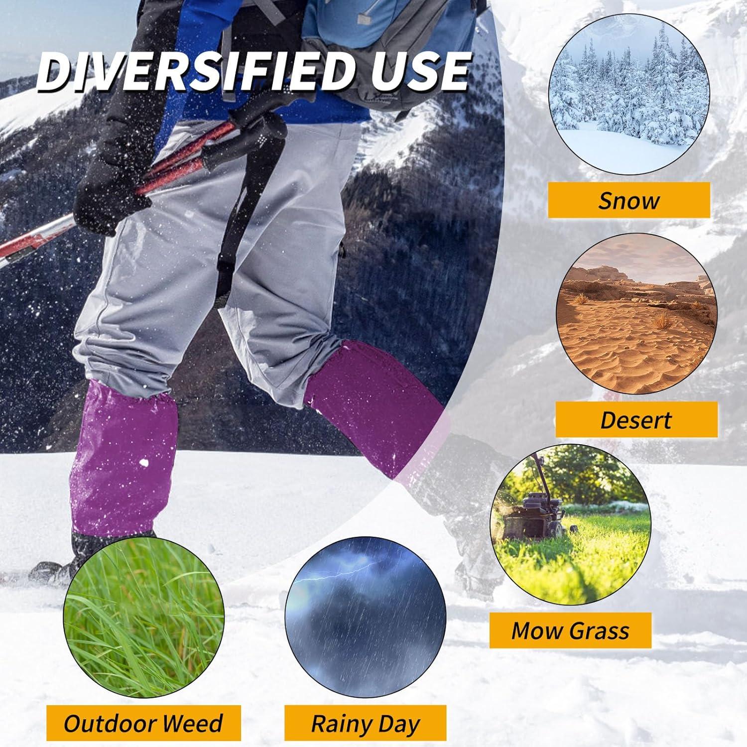 imageLeg Gaiters 100 Waterproof Adjustable Shoe Snow Boot Guard Gators for Hiking Shoe Cover Hunting Snowshoeing Climbing Walking for Women MenPurple
