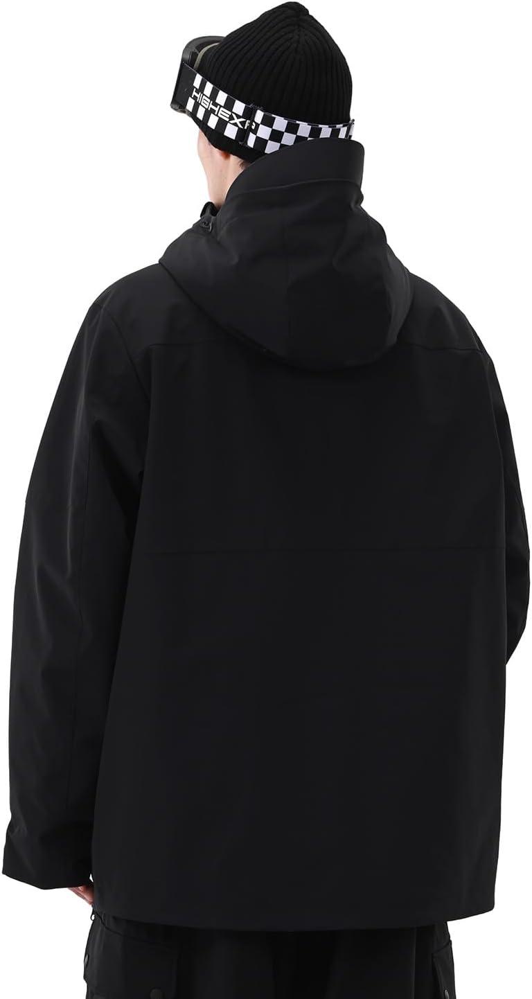 imageMens Ski Jacket 3L Snowboard Anorak Coat Baggy Snow Pullover Hooded Waterproof Windproof Insulated WinterBlack