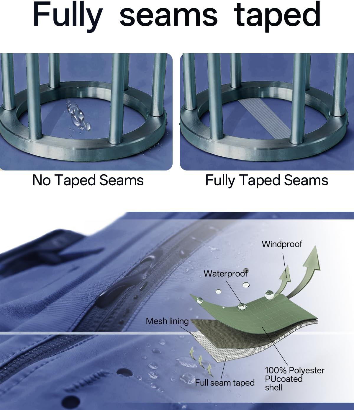 imageRain Jacket Women Packable Lightweight Waterproof Raincoat with Hood Coat Hiking Cycling Travel WindbreakerNavy Blue