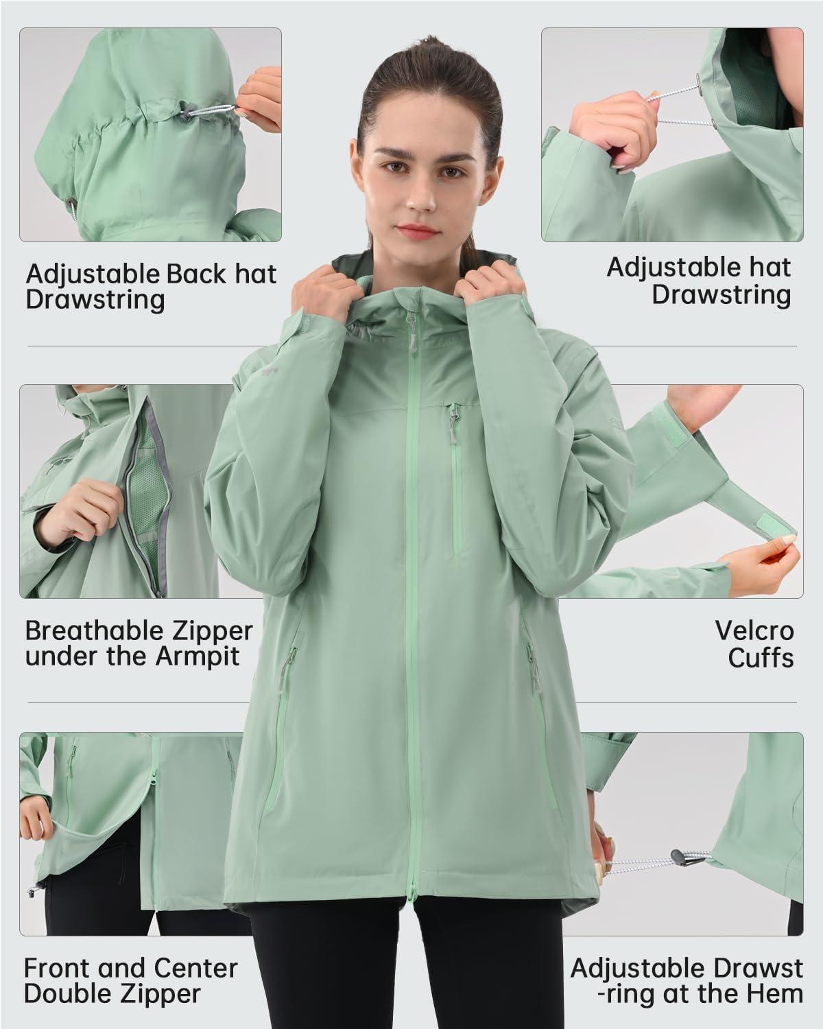 imageRain Jacket Women Packable Lightweight Waterproof Raincoat with Hood Coat Hiking Cycling Travel WindbreakerNavy Blue