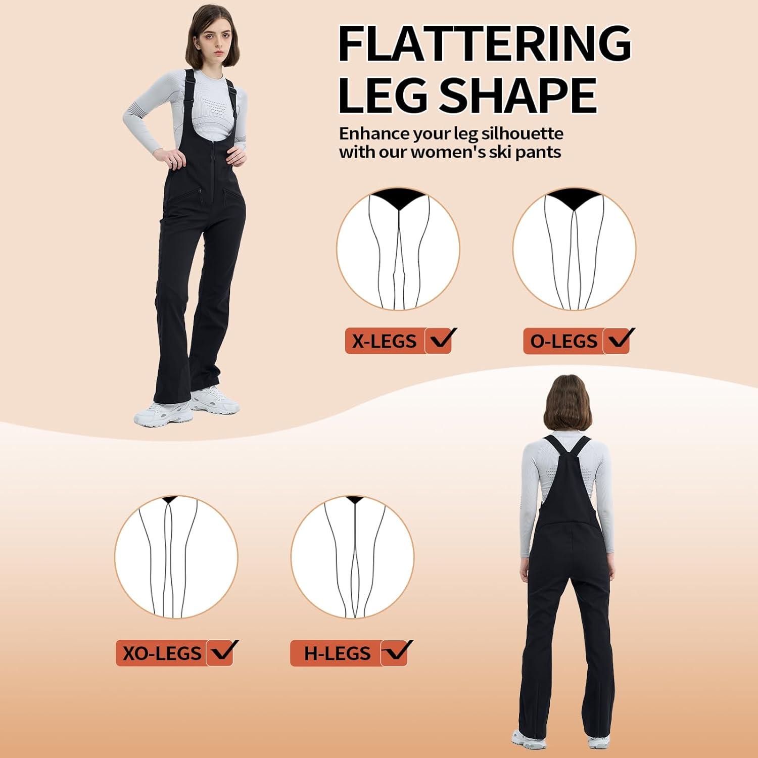 imageSki Bib Pants for Women Snow Skinny Overalls Soft Shell Slim Fit Fitted Snowboard Suspenders Waterproof WarmLight Purple