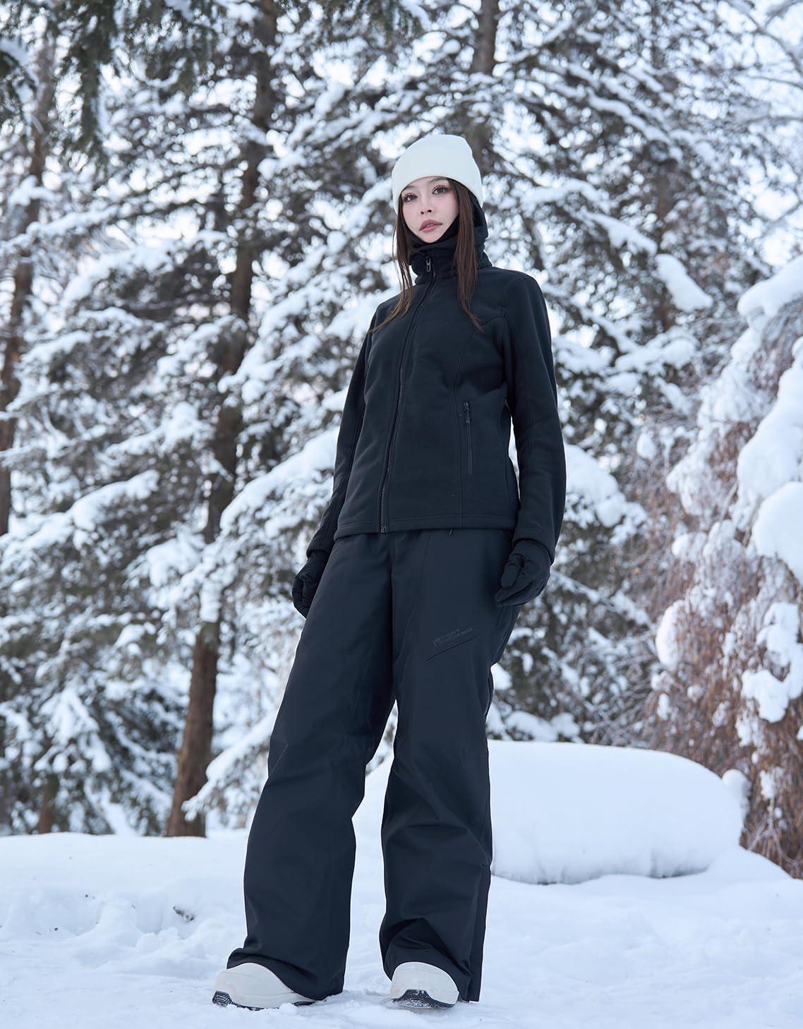 imageSki Pants Snow Snowboard Pants Waterproof Insulated Baggy Windproof Hiking Winter Warm for Men WomenBlack