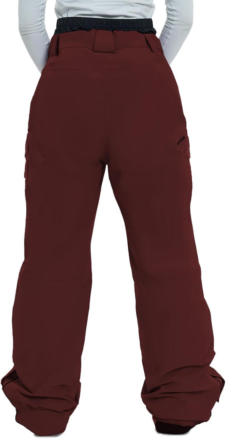 imageSki Pants Snow Snowboard Pants Waterproof Insulated Baggy Windproof Hiking Winter Warm for Men WomenBurgundy Red