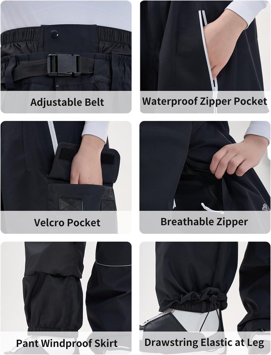 imageSnowboard Pants for Women Men Baggy Ski Pants Loose Warm Insulation Waterproof WindproofBlack