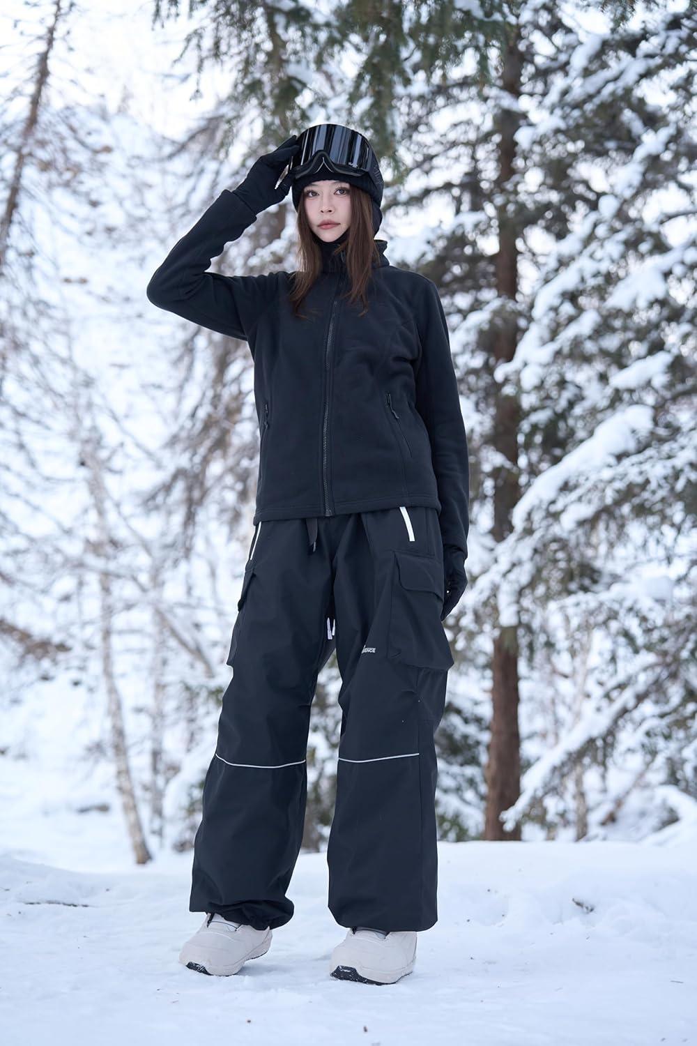 imageSnowboard Pants for Women Men Baggy Ski Pants Loose Warm Insulation Waterproof WindproofBlack
