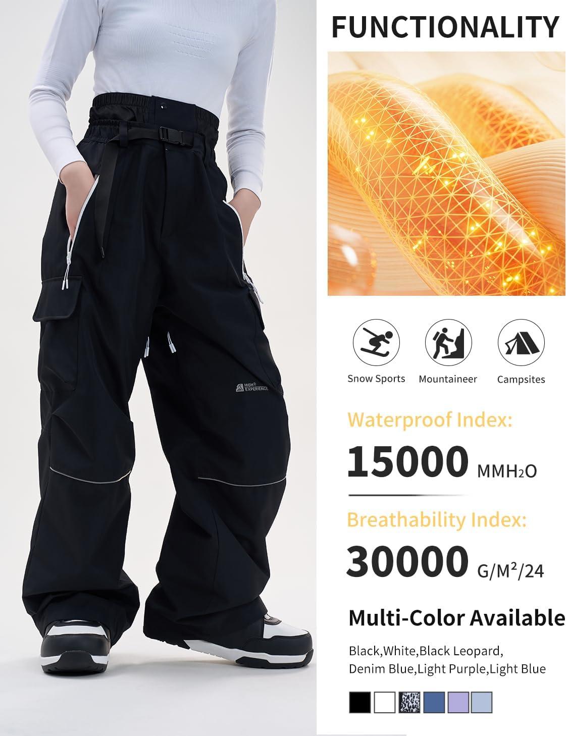 imageSnowboard Pants for Women Men Baggy Ski Pants Loose Warm Insulation Waterproof WindproofBlack