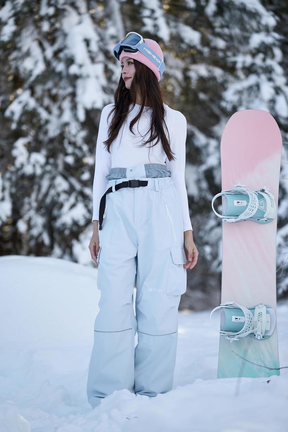 imageSnowboard Pants for Women Men Baggy Ski Pants Loose Warm Insulation Waterproof WindproofLight Blue