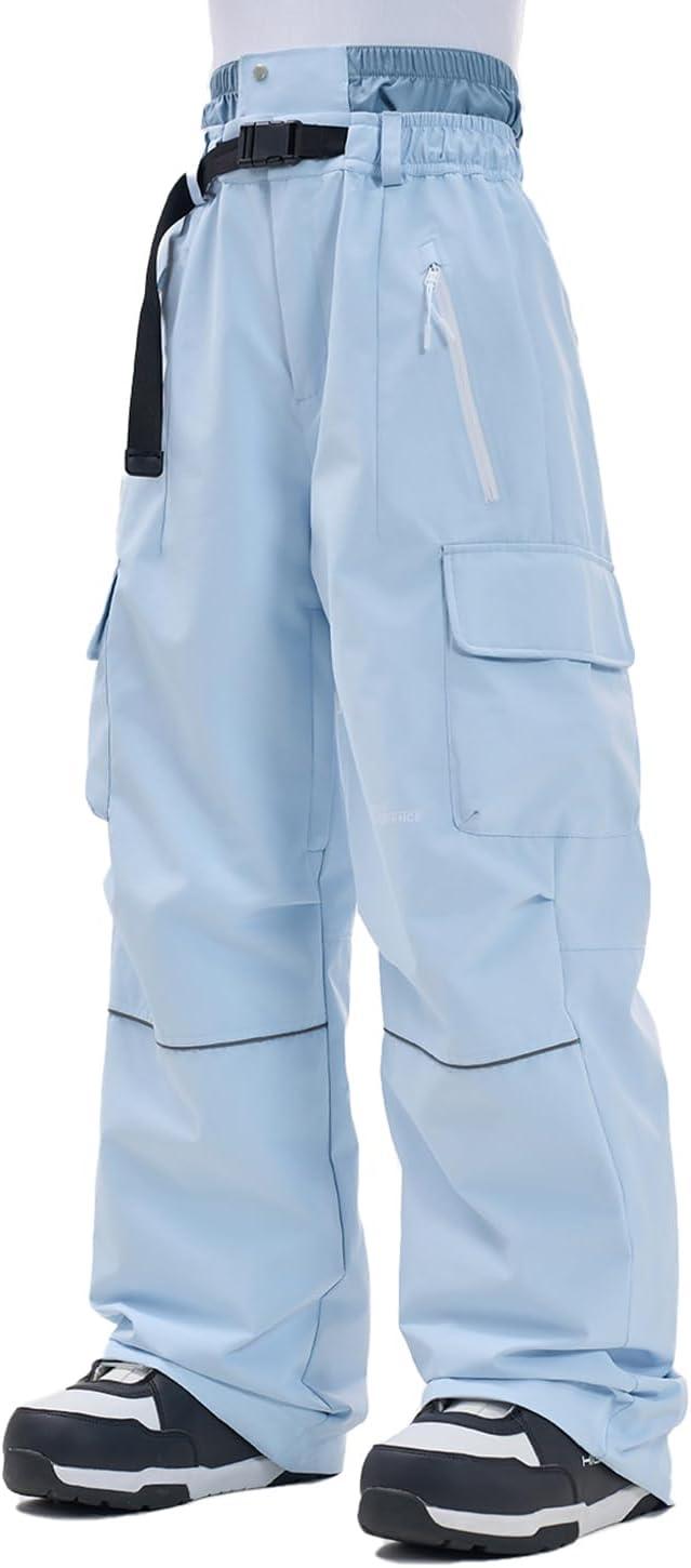 imageSnowboard Pants for Women Men Baggy Ski Pants Loose Warm Insulation Waterproof WindproofLight Blue
