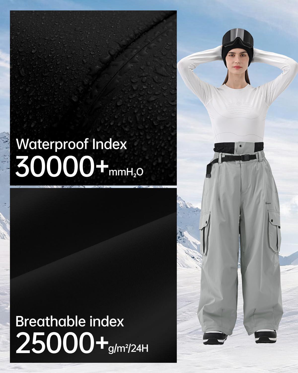 imageSnowboard Pants for Women Men Baggy Ski Pants Snow Loose Warm Insulated Winterproof WaterproofGray