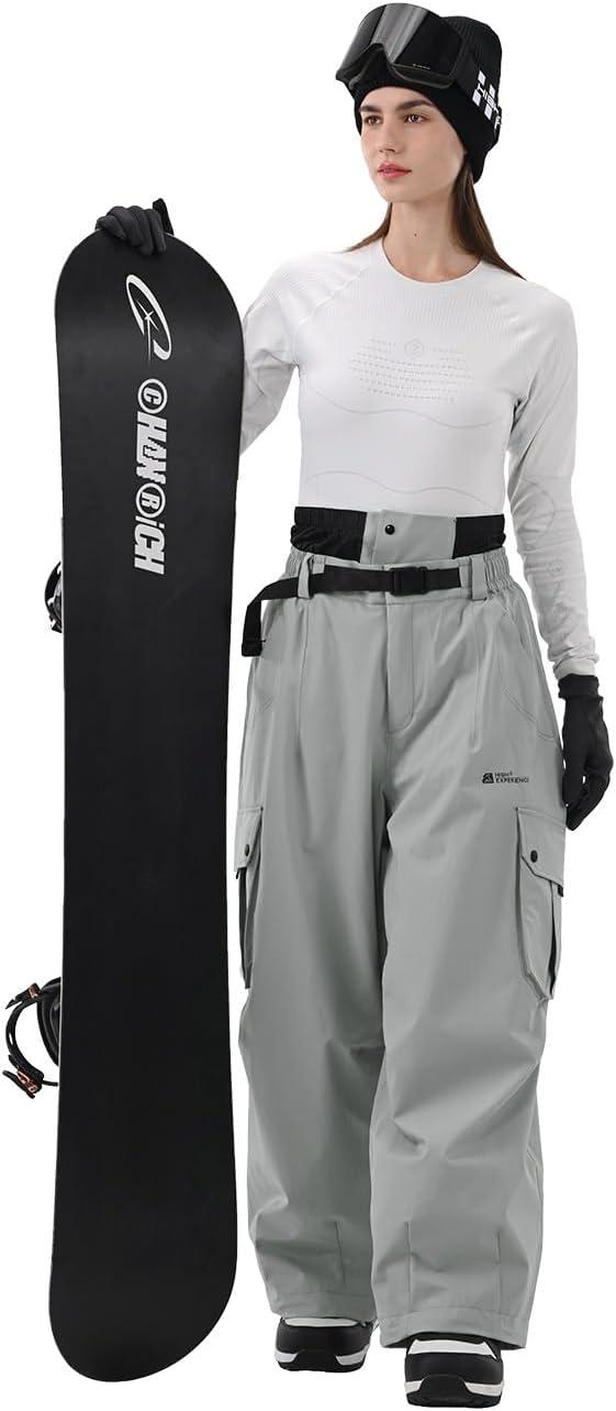 imageSnowboard Pants for Women Men Baggy Ski Pants Snow Loose Warm Insulated Winterproof WaterproofGray
