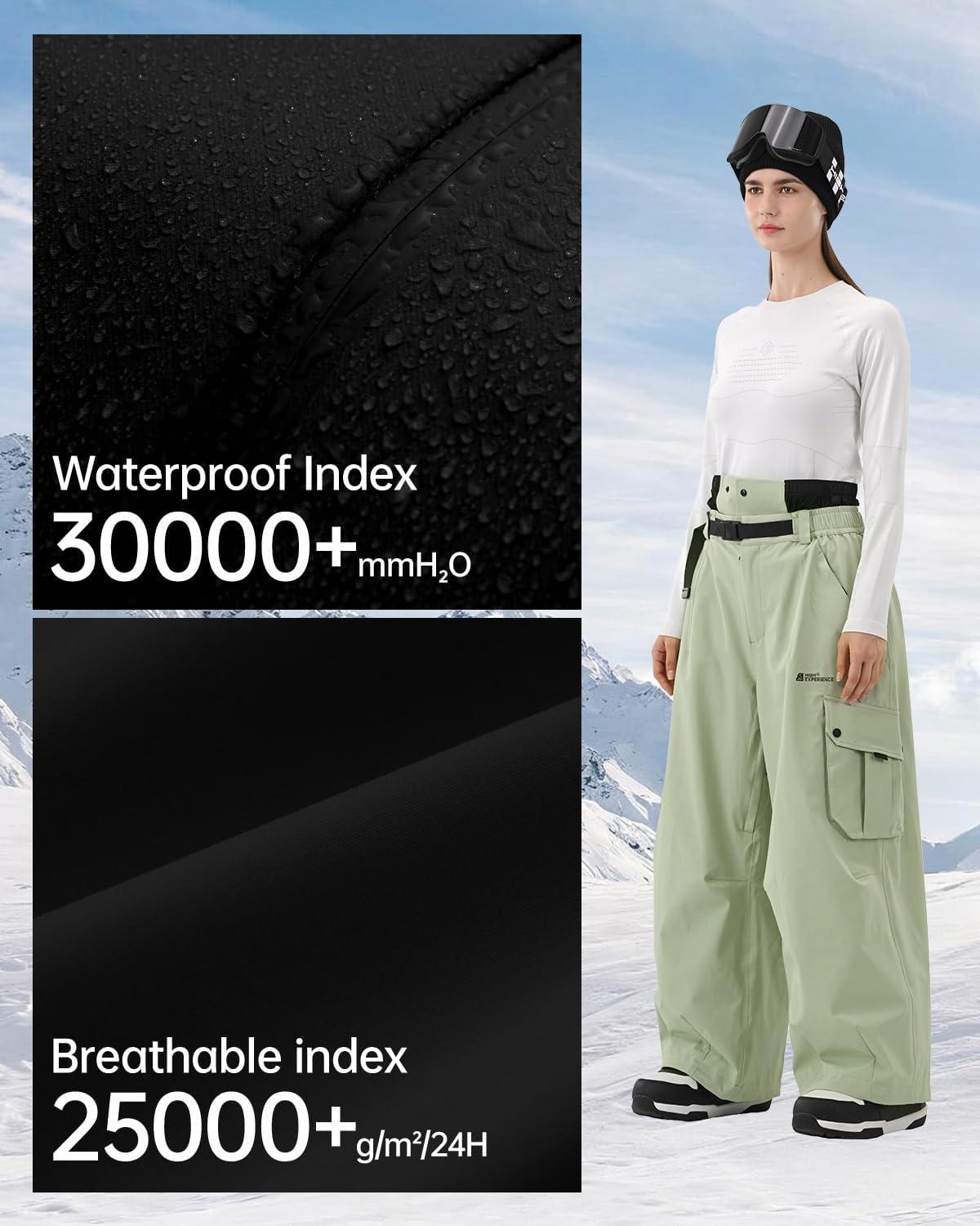 imageSnowboard Pants for Women Men Baggy Ski Pants Snow Loose Warm Insulated Winterproof WaterproofSage Color