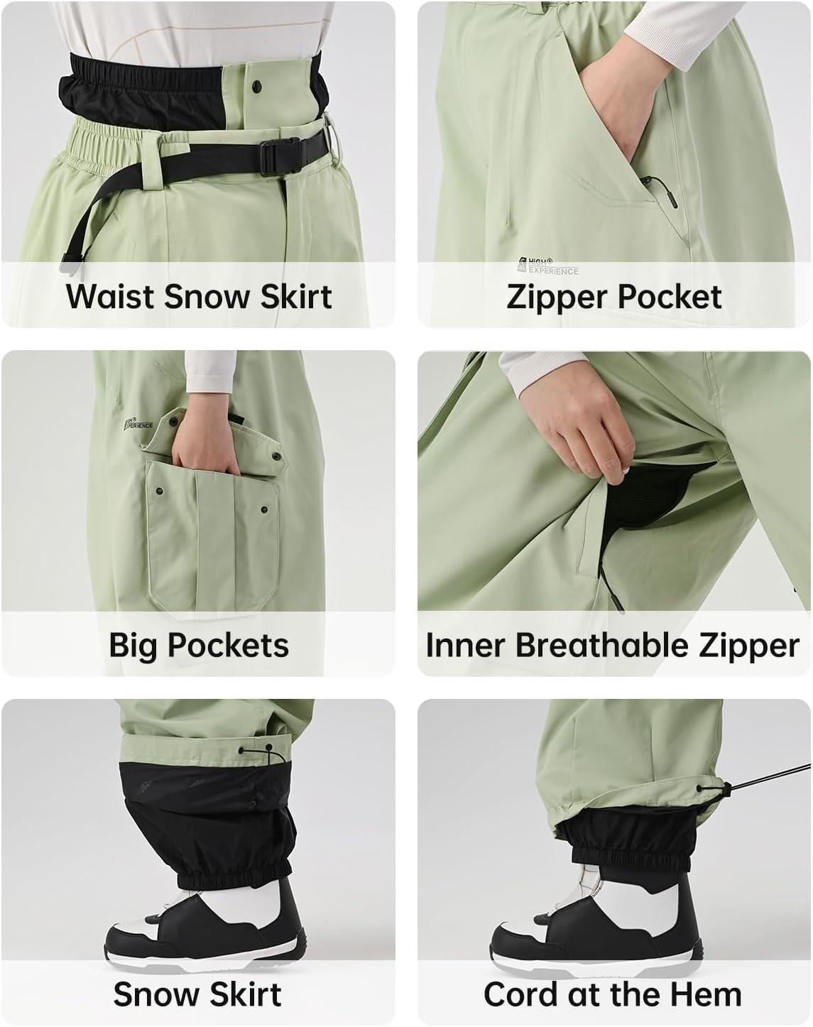 imageSnowboard Pants for Women Men Baggy Ski Pants Snow Loose Warm Insulated Winterproof WaterproofSage Color