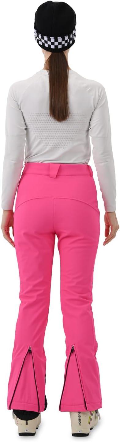 imageWomens Ski Pants Slim Fit Snow Fleece Lined Snowboard Soft Shell Fitted Insulated Waterproof Windproof WarmHot Pink
