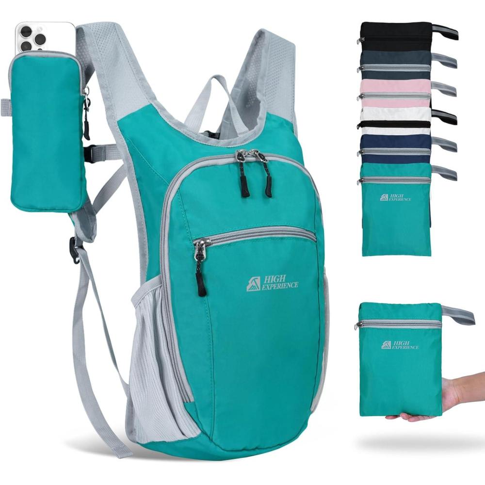 imageHiking Backpack 10L15L Small Daypack Lightweight Packable Travel Foldable Water Resistan for Women Men Black 10LLake Green