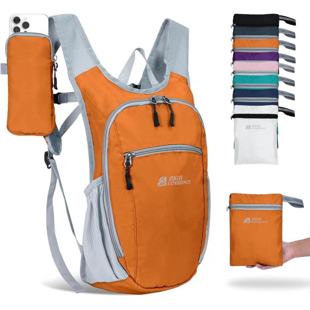 imageHiking Backpack 10L15L Small Daypack Lightweight Packable Travel Foldable Water Resistan for Women Men Black 10LOrange