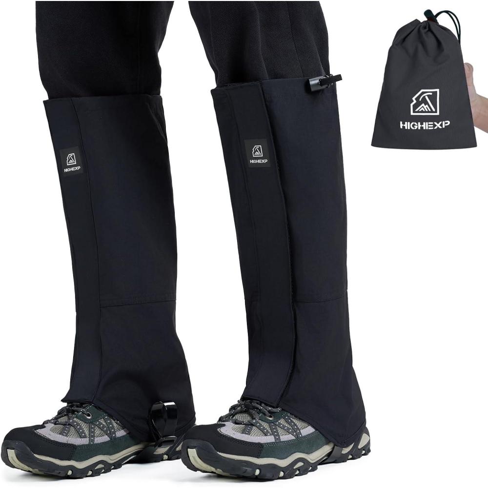imageLeg Gaiters 100 Waterproof Adjustable Shoe Snow Boot Guard Gators for Hiking Shoe Cover Hunting Snowshoeing Climbing Walking for Women MenBlack