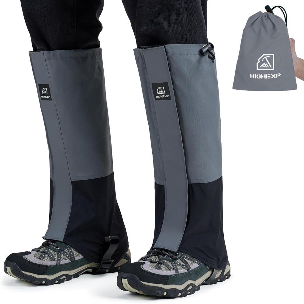 imageLeg Gaiters 100 Waterproof Adjustable Shoe Snow Boot Guard Gators for Hiking Shoe Cover Hunting Snowshoeing Climbing Walking for Women MenGray