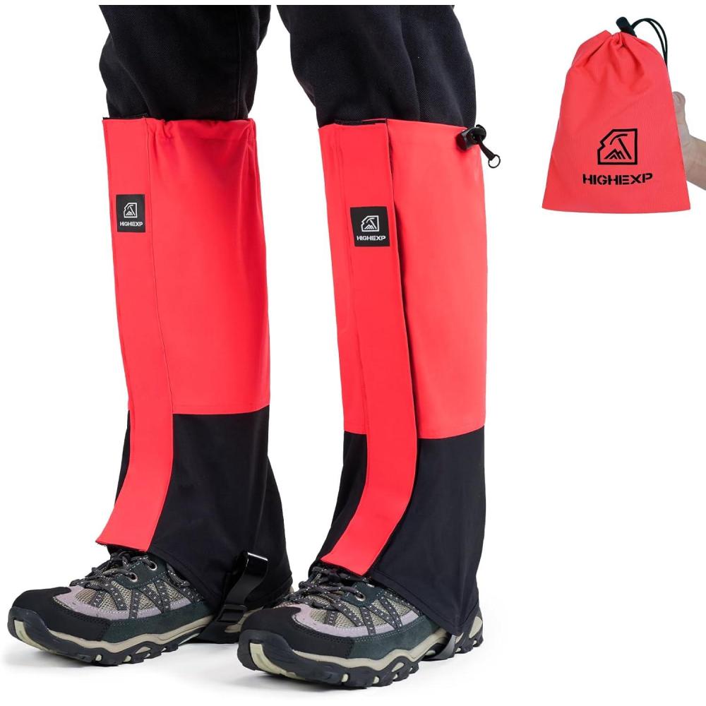 imageLeg Gaiters 100 Waterproof Adjustable Shoe Snow Boot Guard Gators for Hiking Shoe Cover Hunting Snowshoeing Climbing Walking for Women MenPink