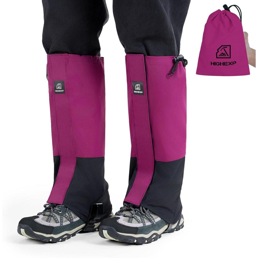 imageLeg Gaiters 100 Waterproof Adjustable Shoe Snow Boot Guard Gators for Hiking Shoe Cover Hunting Snowshoeing Climbing Walking for Women MenPurple