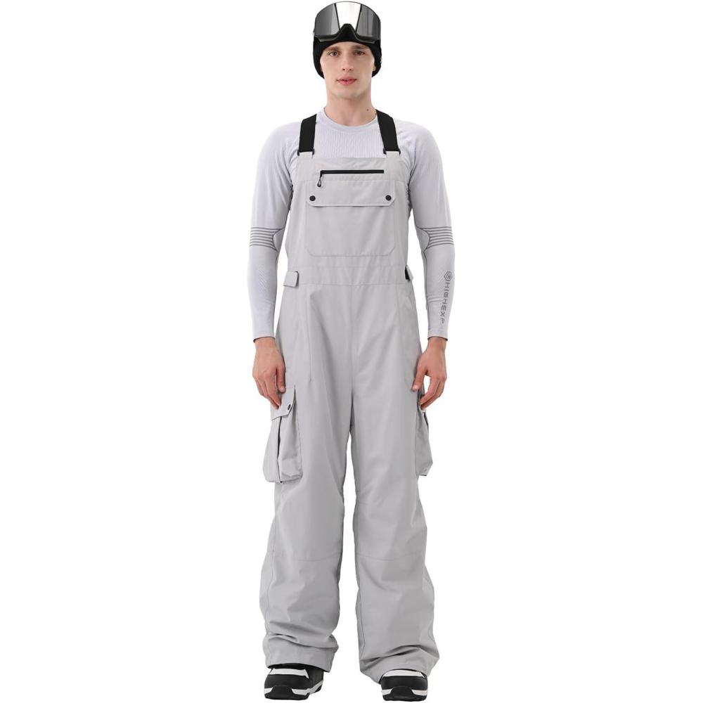 imageMen Ski Bib 3L Snowboard Baggy Pants Snow Overalls Waterproof Windproof Insulate Warm WinterGray