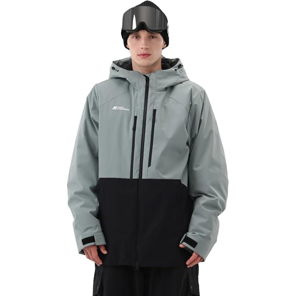 imageMens Ski Jacket Snowboard 3L Coat Baggy Waterproof Windproof Warm Insulated Snow Winter HoodedGreen Mountain Black