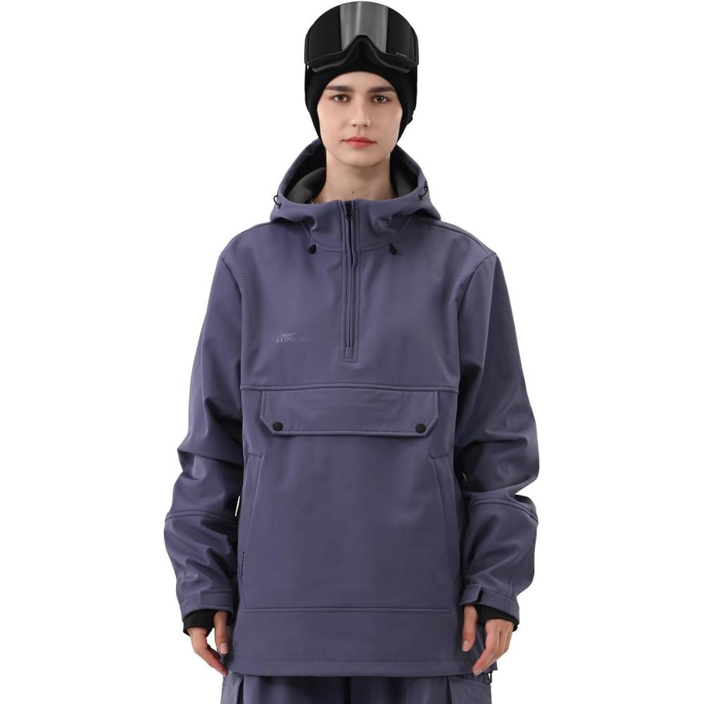 imageSki Hoodie Snowboard Pullover Jacket Snow Anarok Baggy Waterproof Windproof Insulated for Women MenPurple