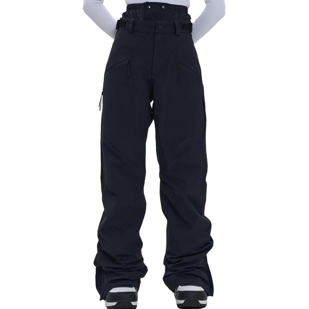 imageSki Pants Snow Snowboard Pants Waterproof Insulated Baggy Windproof Hiking Winter Warm for Men WomenBlack