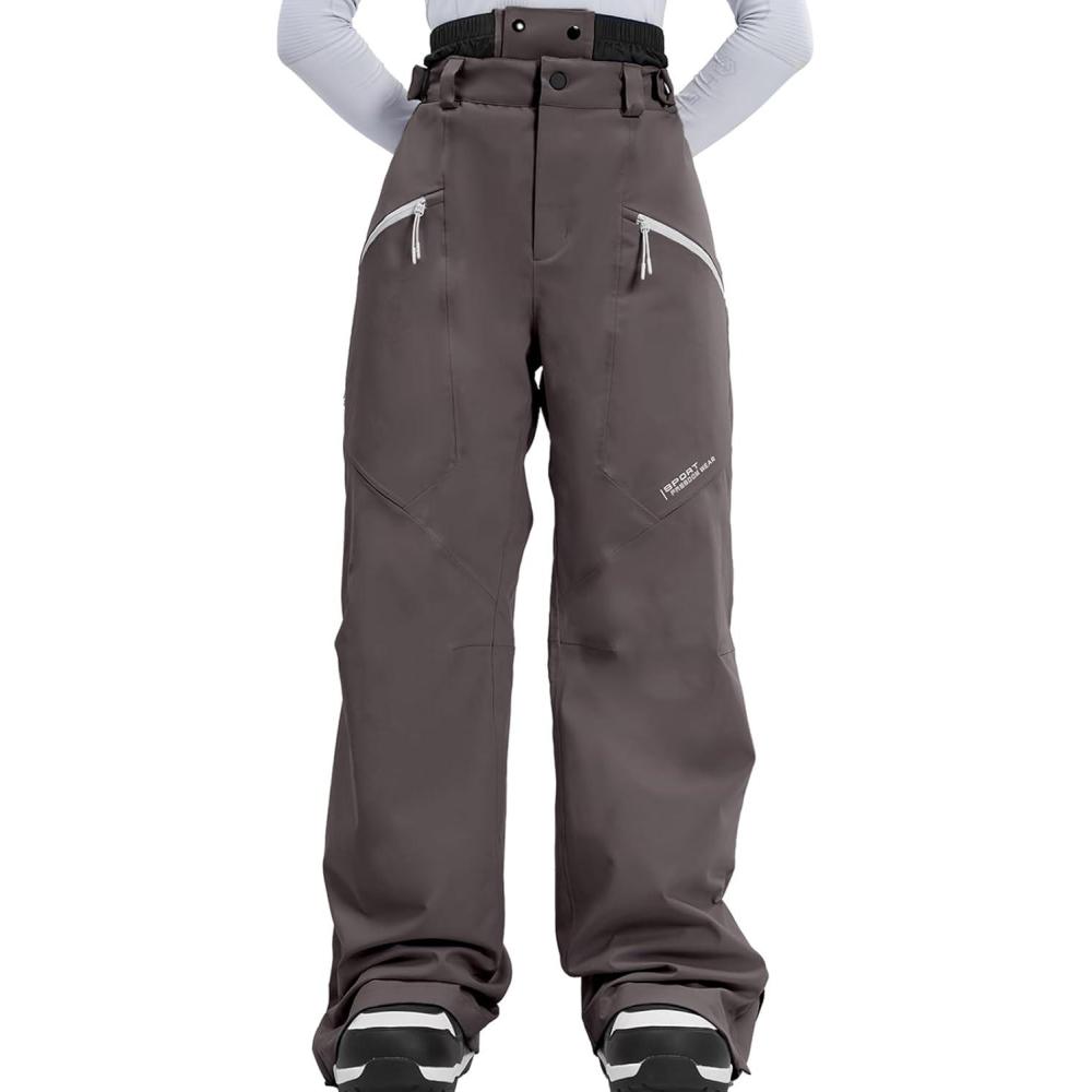 imageSki Pants Snow Snowboard Pants Waterproof Insulated Baggy Windproof Hiking Winter Warm for Men WomenDark Gray