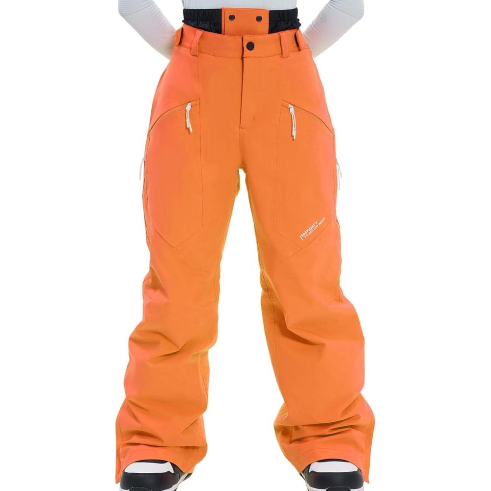 imageSki Pants Snow Snowboard Pants Waterproof Insulated Baggy Windproof Hiking Winter Warm for Men WomenOrange