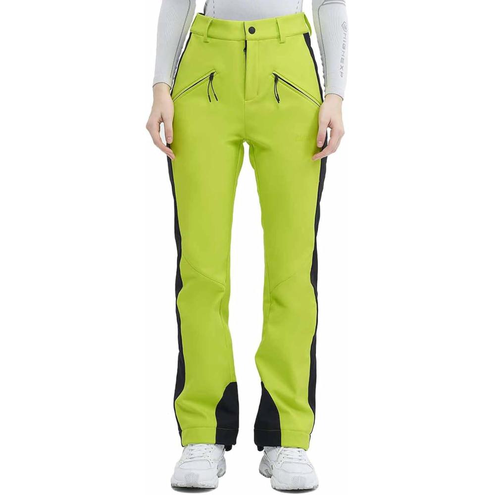 imageSki Pants for Women Snow Fleece Lined Snowboard Soft Shell Slim Fit Fitted Waterproof Windproof WarmLight Green
