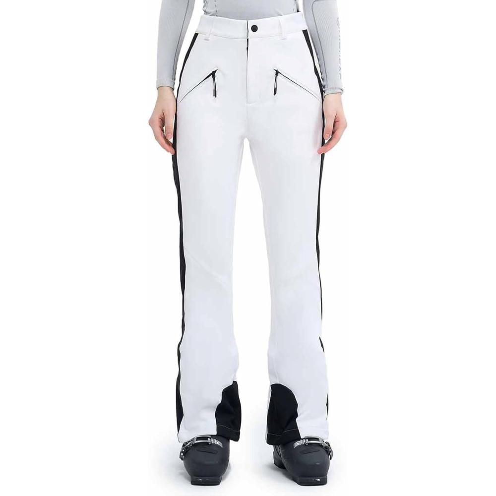 imageSki Pants for Women Snow Fleece Lined Snowboard Soft Shell Slim Fit Fitted Waterproof Windproof WarmWhite