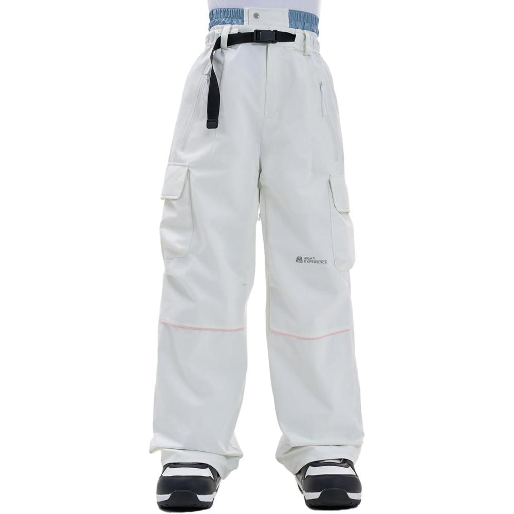 imageSnowboard Pants for Women Men Baggy Ski Pants Loose Warm Insulation Waterproof WindproofWhite