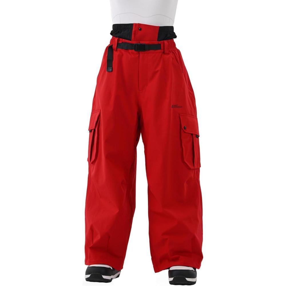 imageSnowboard Pants for Women Men Baggy Ski Pants Snow Loose Warm Insulated Winterproof WaterproofRed