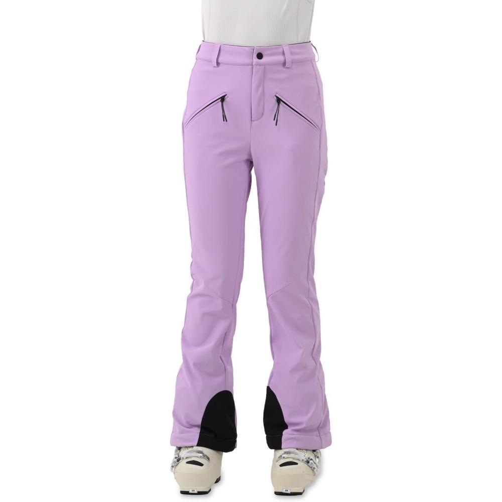 imageWomens Ski Pants Slim Fit Snow Fleece Lined Snowboard Soft Shell Fitted Insulated Waterproof Windproof WarmLight Purple