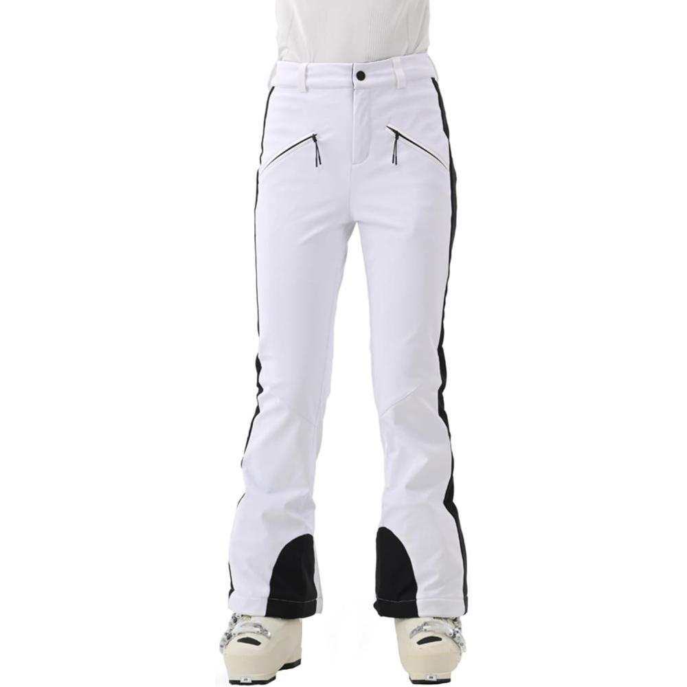 imageWomens Ski Pants Slim Fit Soft Shell Snow Fleece Lined Snowboard Fitted Insulated Waterproof Windproof WarmWhite