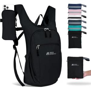 Hiking Backpack 10L/15L Small Daypack Lightweight Packable Travel Foldable Water Resistan for Women Men (Black, 10L)(Black)