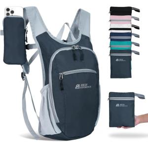 Hiking Backpack 10L/15L Small Daypack Lightweight Packable Travel Foldable Water Resistan for Women Men (Black, 10L)(Gray)