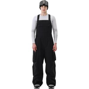 Men Ski Bib 3L Snowboard Baggy Pants Snow Overalls Waterproof Windproof Insulate Warm Winter(Black)