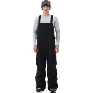 Men Ski Bib 3L Snowboard Baggy Pants Snow Overalls Waterproof Windproof Insulate Warm Winter(Navy Blue)