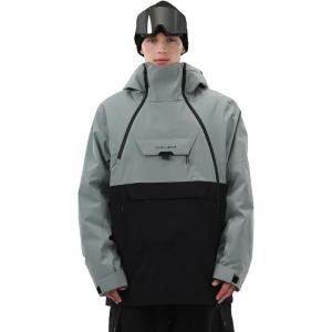 Mens Ski Jacket 3L Snowboard Anorak Coat Baggy Snow Pullover Hooded Waterproof Windproof Insulated Winter(Greenish Blue Black)