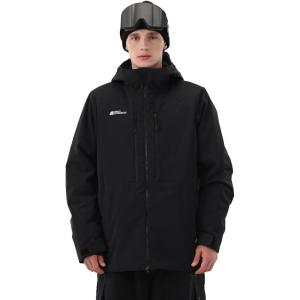 Mens Ski Jacket Snowboard 3L Coat Baggy Waterproof Windproof Warm Insulated Snow Winter Hooded(Black)